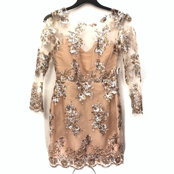 Fernando Wong Sequin Illusion Cocktail Mini Dress - Picture 1 of 7